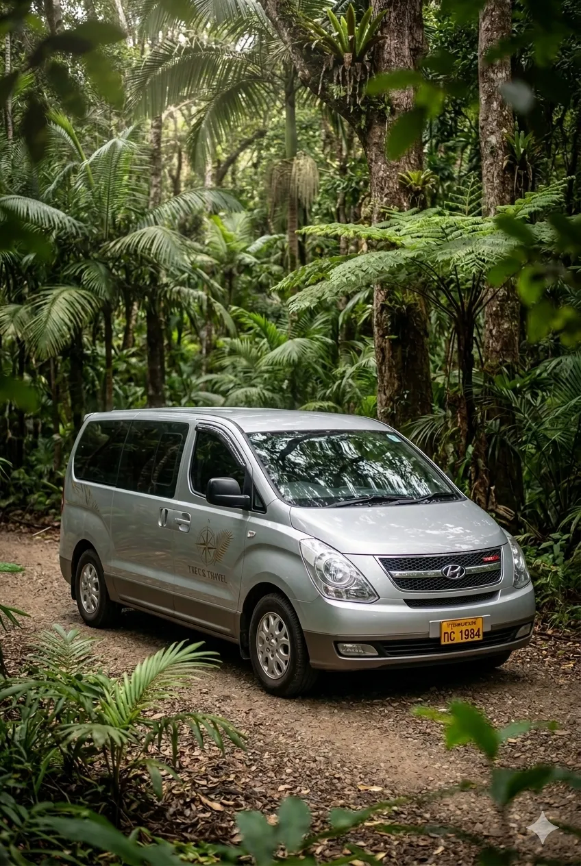 Minivan privado con aire acondicionado para el circuito Meseta Bolavens desde Pakse